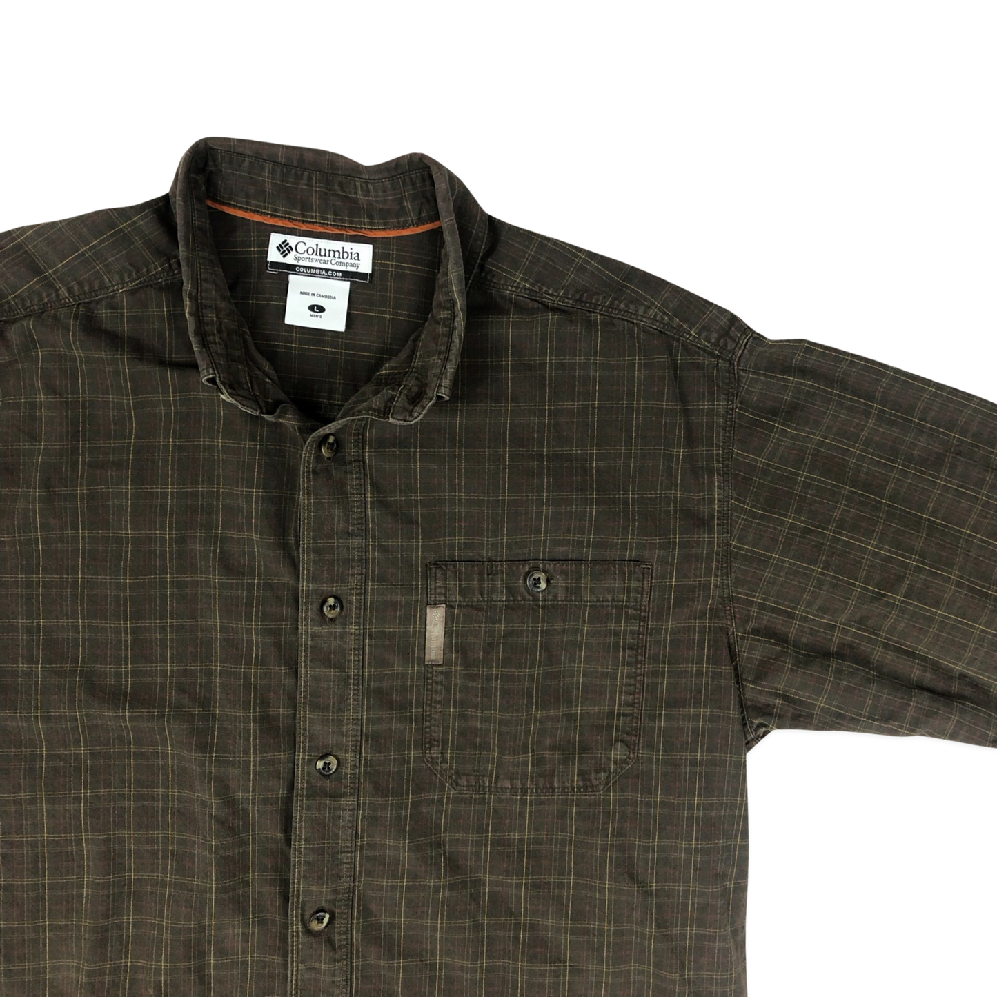 Vintage Columbia Brown Plaid Shirt XL