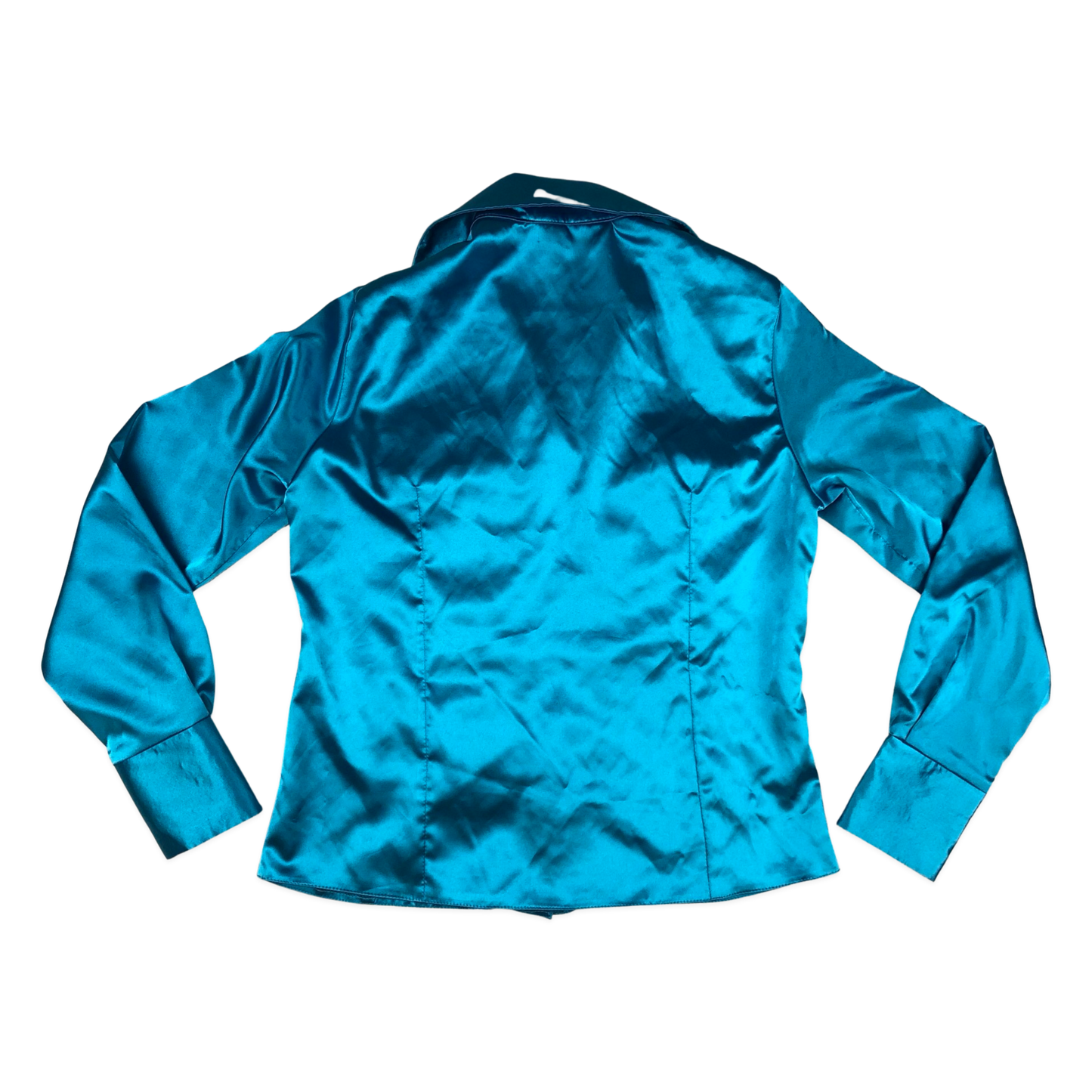 Vintage Teal Satin Blouse 10