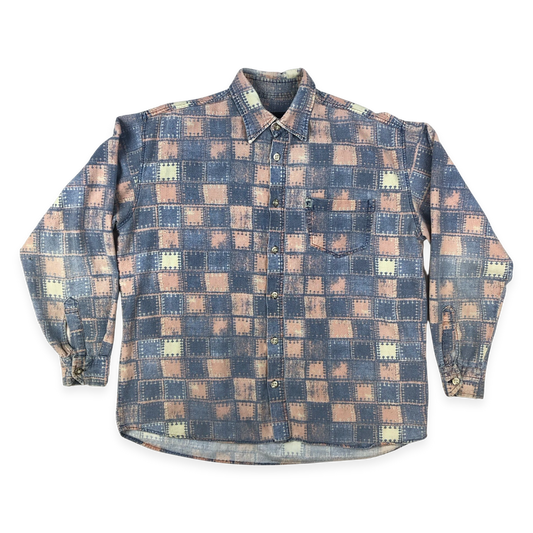 Vintage 90s Textured Flannel Shirt XL XXL