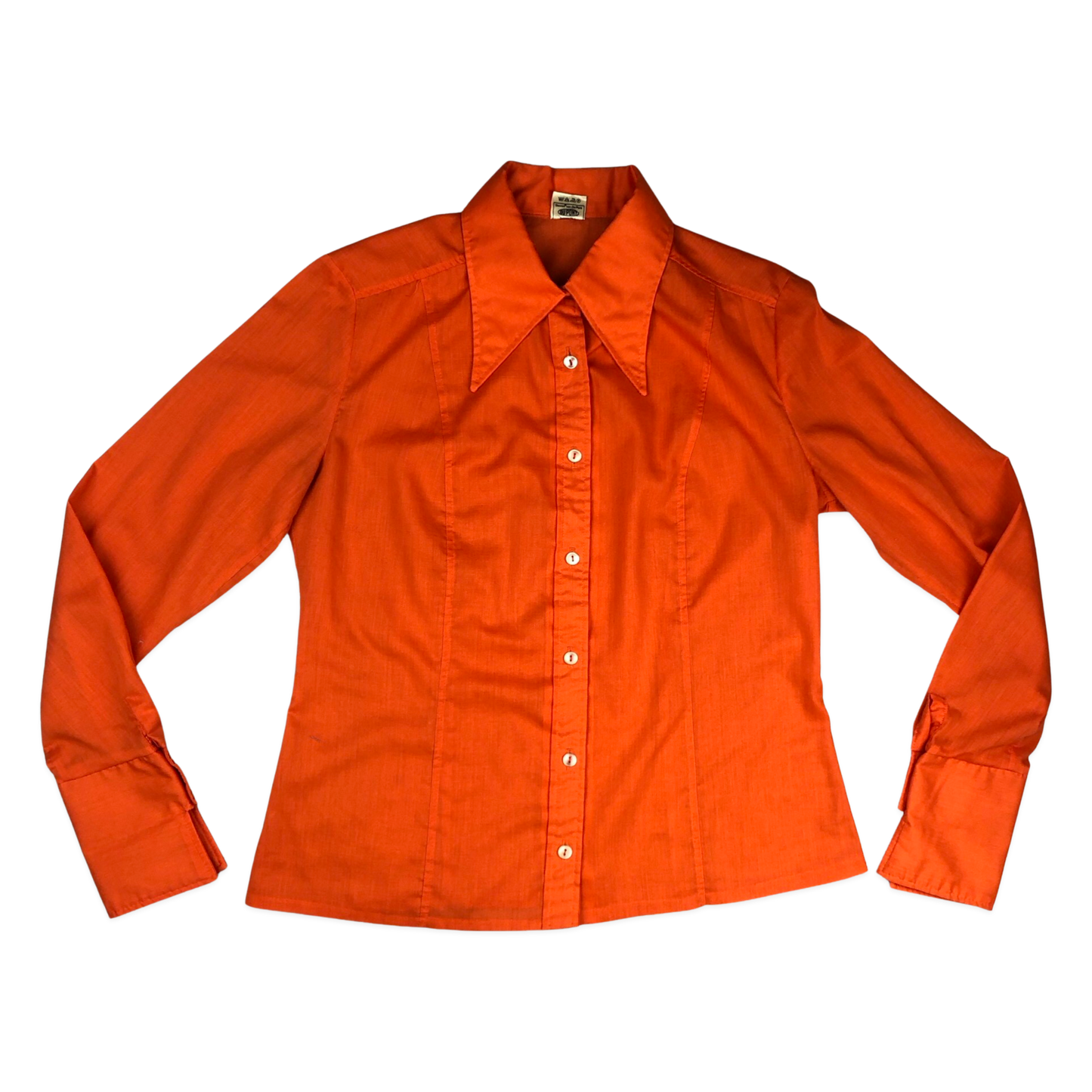 Vintage 70s Orange Long Sleeve Blouse 14