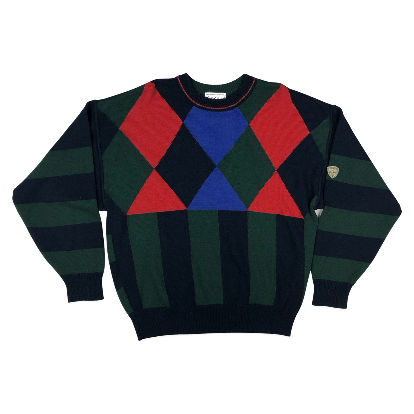 Vintage 80s Carlo Colucci Multicolour Patterned Knit Jumper XXL