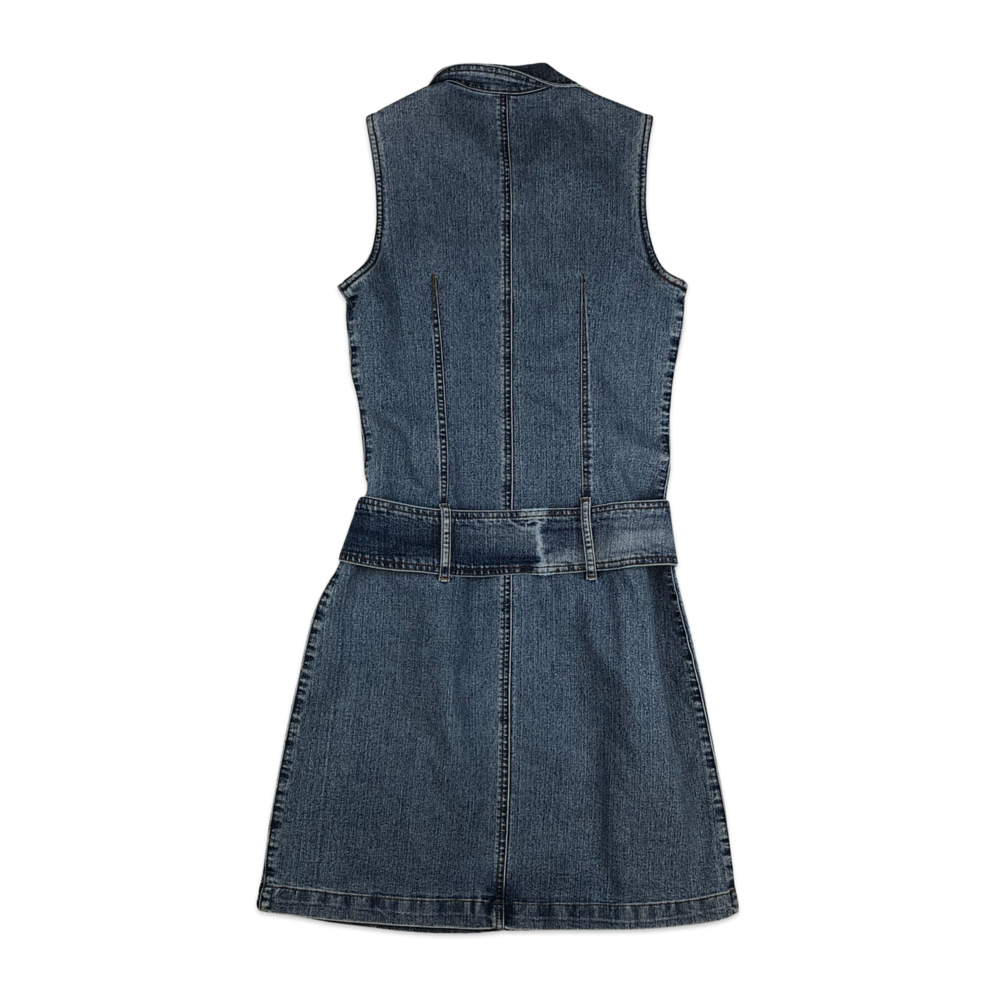 Vintage 90s Y2K Sleeveless Blue Denim Dress 8