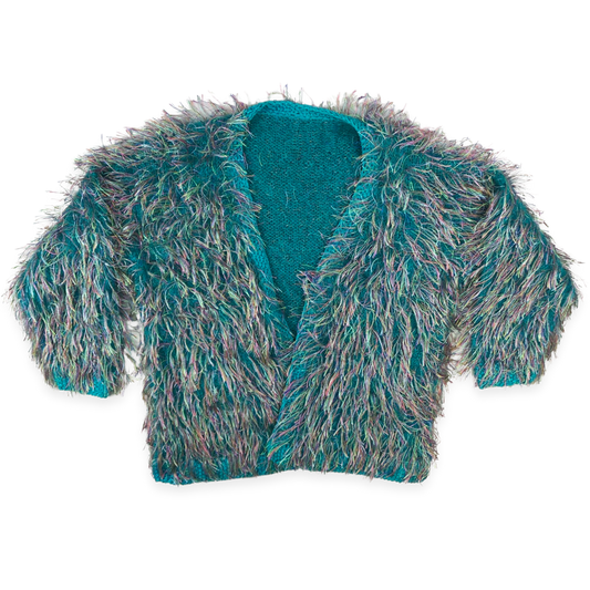 Vintage Blue Mohair Knit Cardigan 16