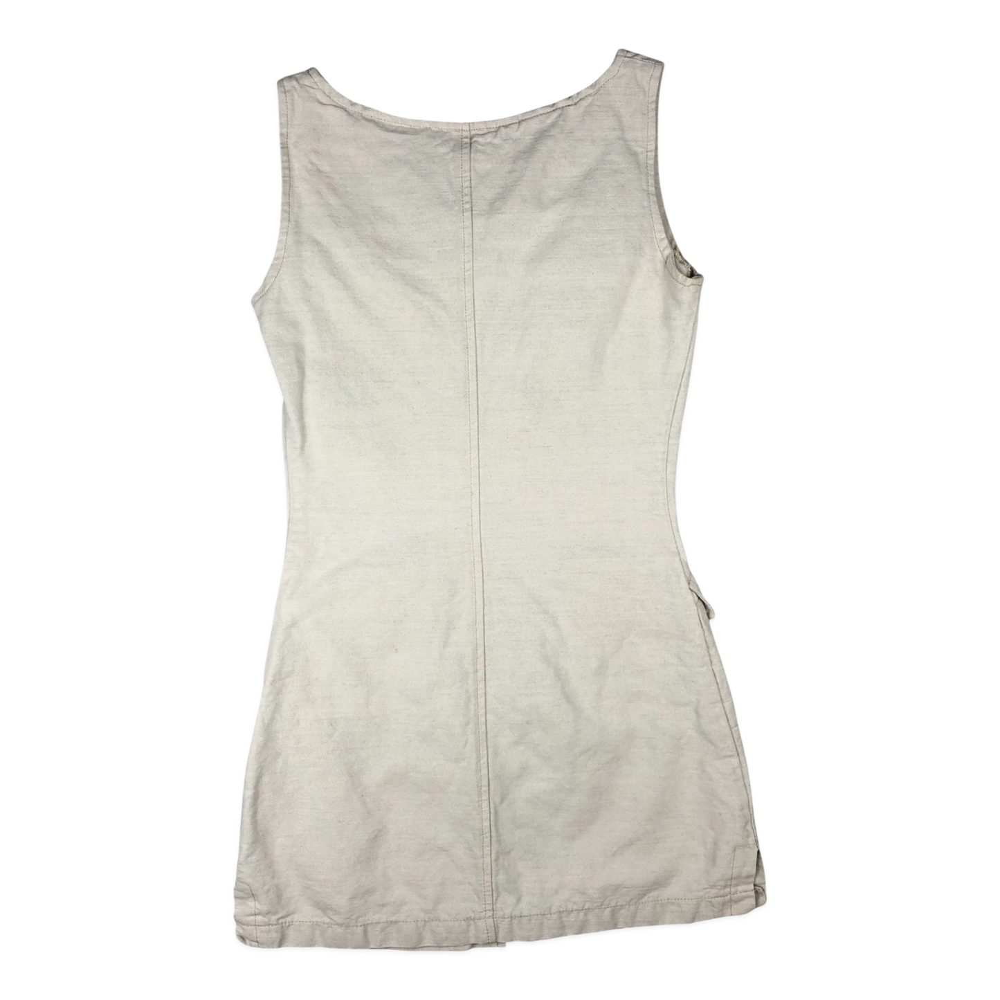 Vintage 90s White Canvas Sleeveless Cargo Dress 6