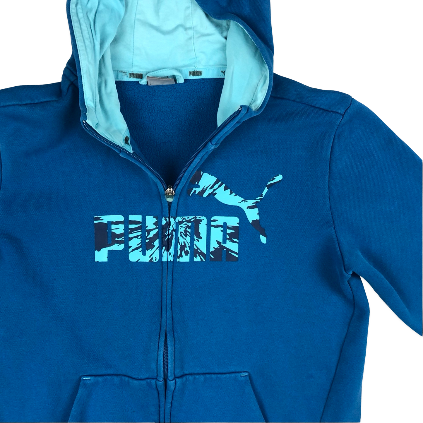 Vintage Puma Blue Hoodie S 13-14 years