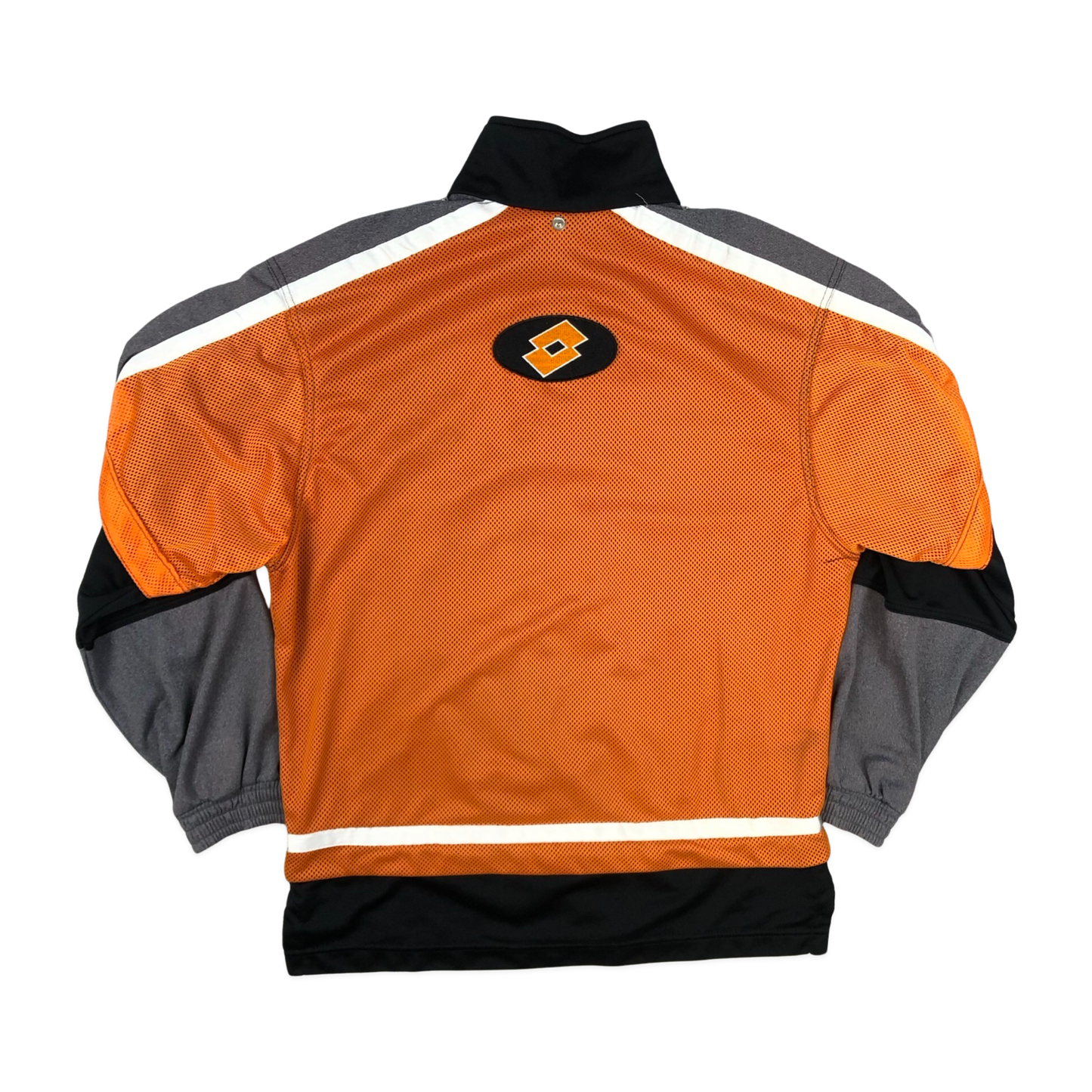 Vintage 90s Lotto Orange, Black, and Grey Track Jacket L