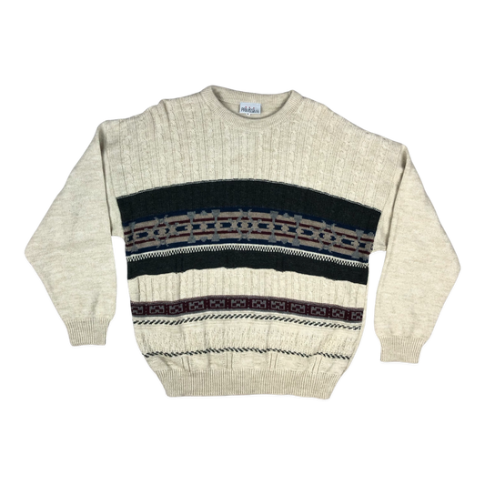 Vintage 80s Patterned Cable Knit Jumper XXL