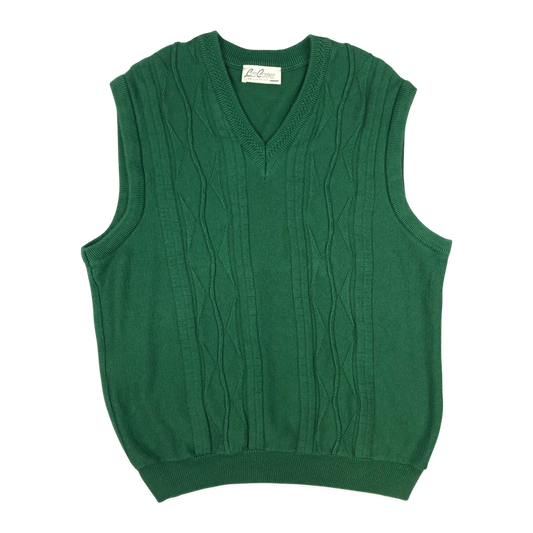 Vintage Green Cable Knit Sweater Vest L