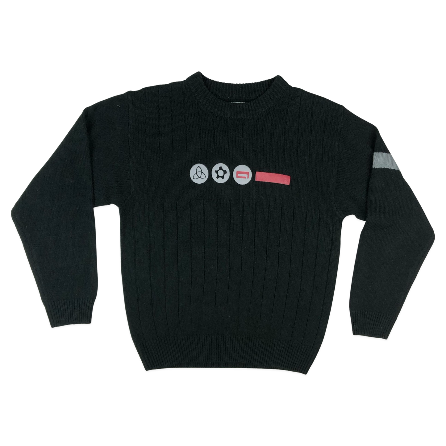 Vintage Y2K Black Ribbed Knit Jumper L