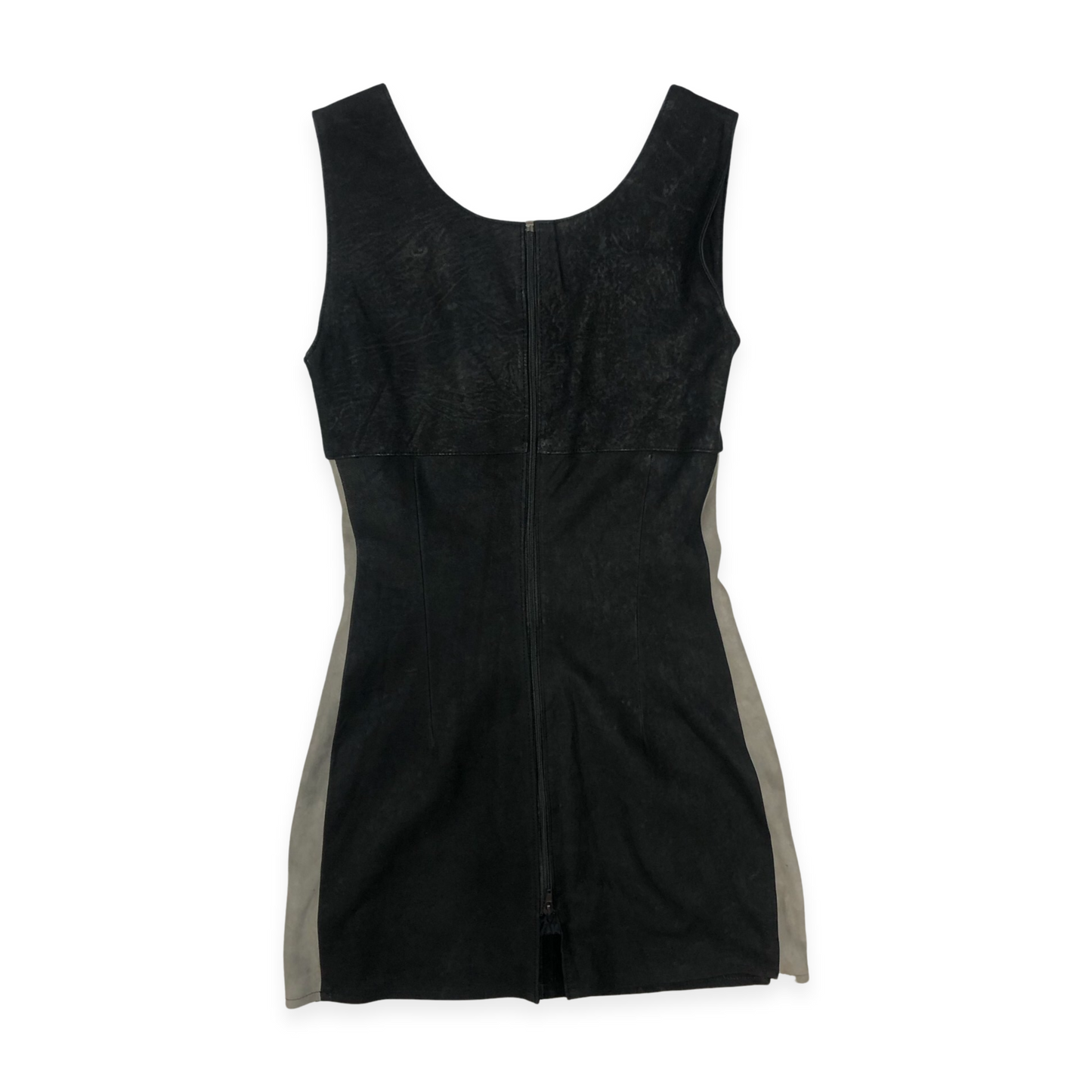 Vintage 80s 90s Black Leather Sleeveless Dress 8