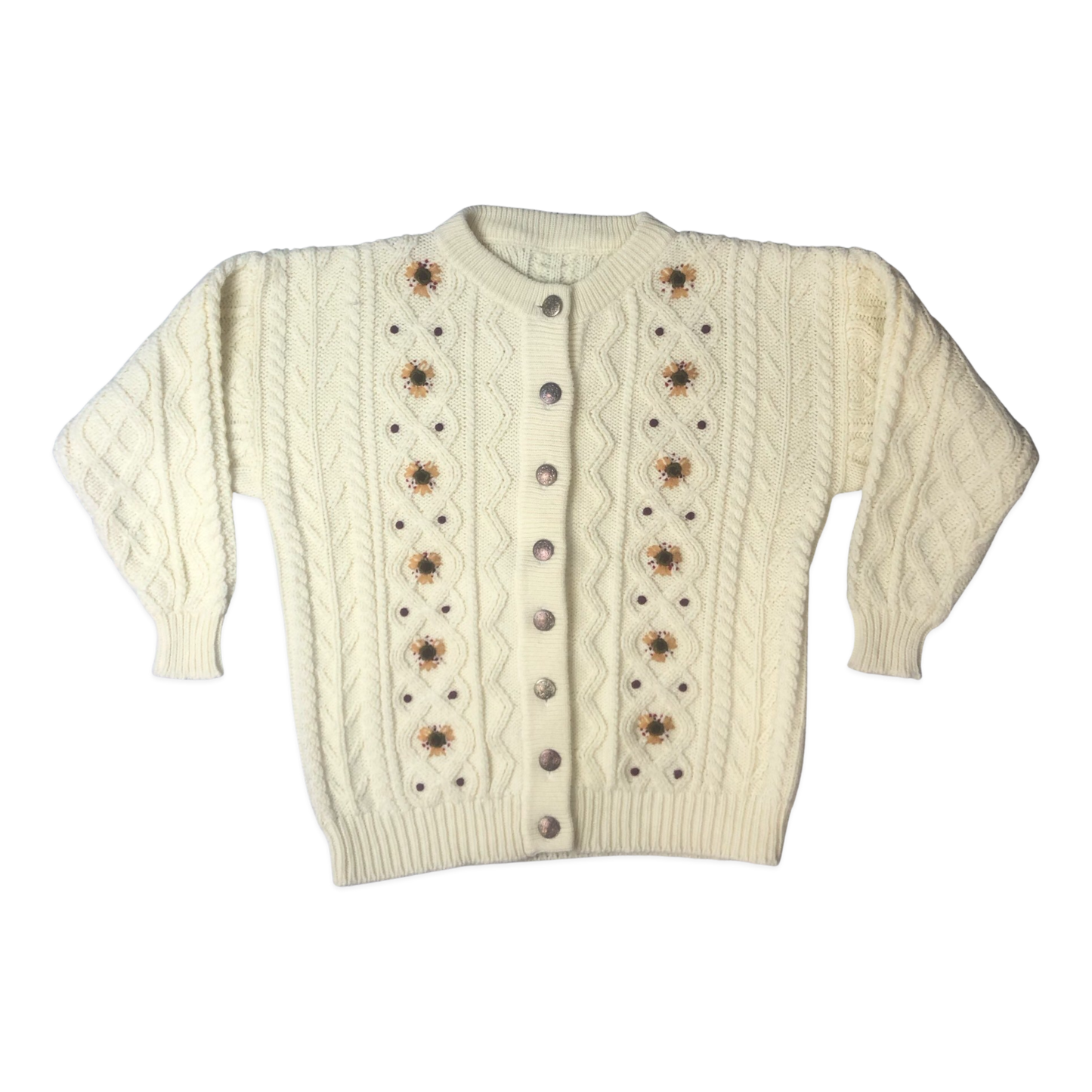 Vintage White Cardigan with Flower Embroidery 16