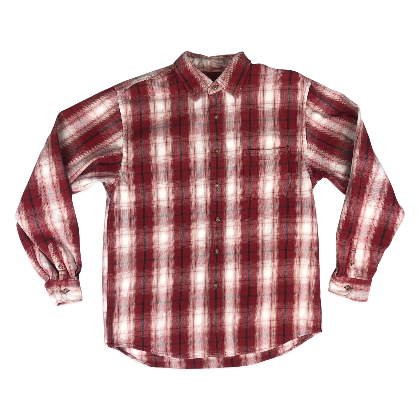 Vintage Red and White Heavy Plaid Flannel Shirt M