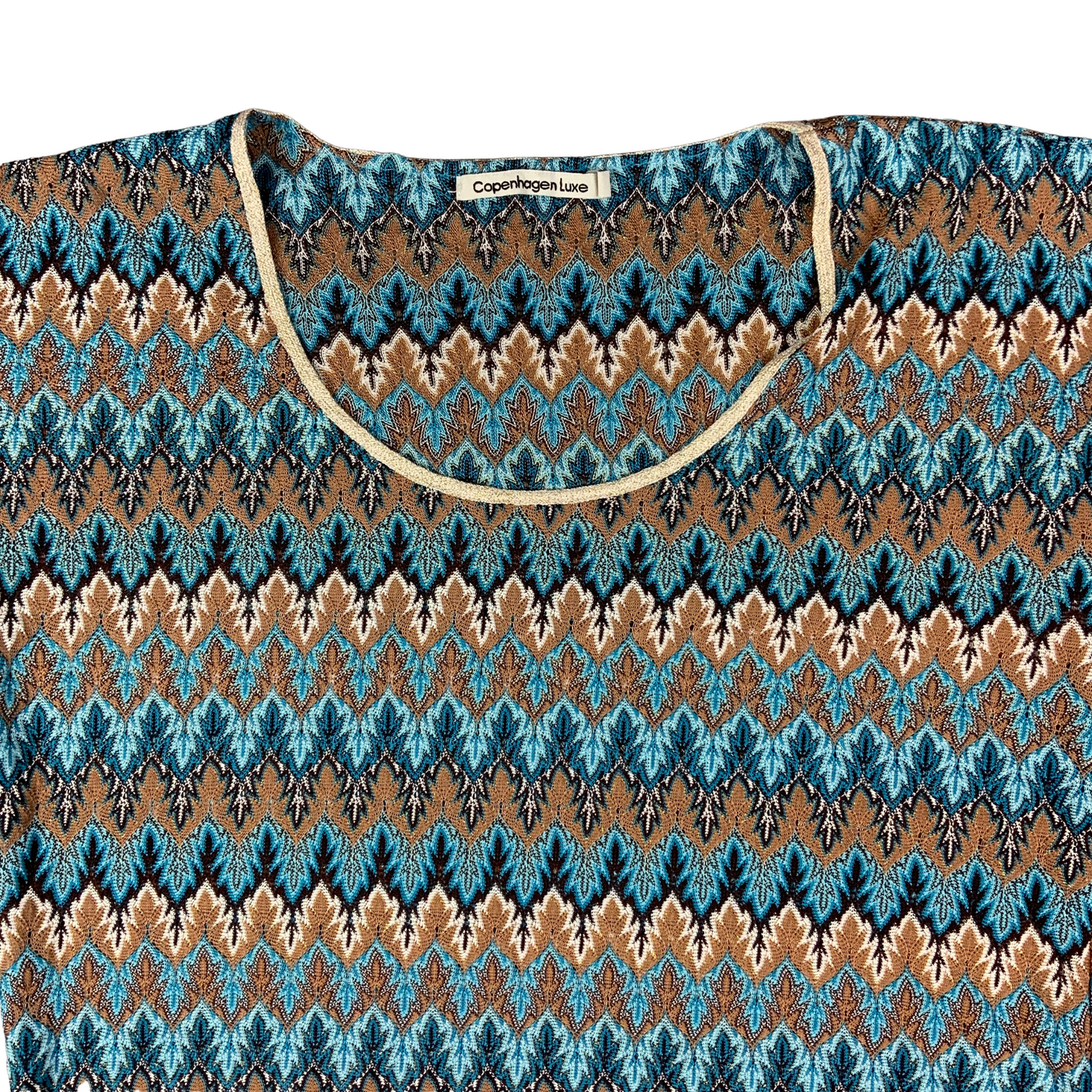 Vintage Blue Brown Missoni Style Tee Shirt 12 14