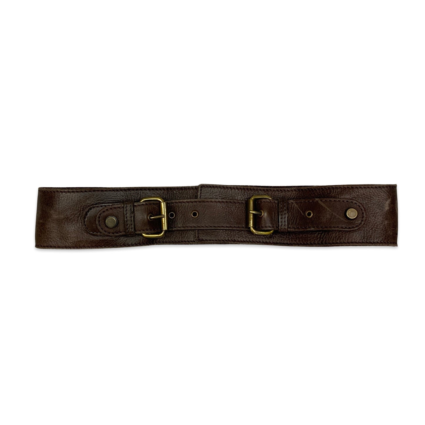 Brown Leather Double Buckle Belt