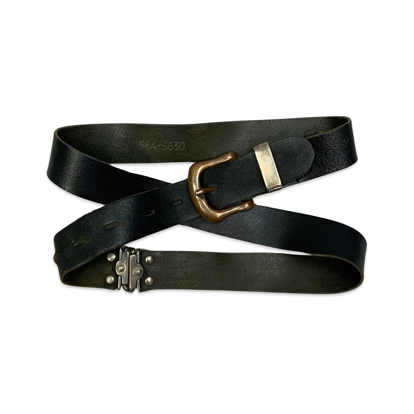 Vintage Black Leather Buckle Belt