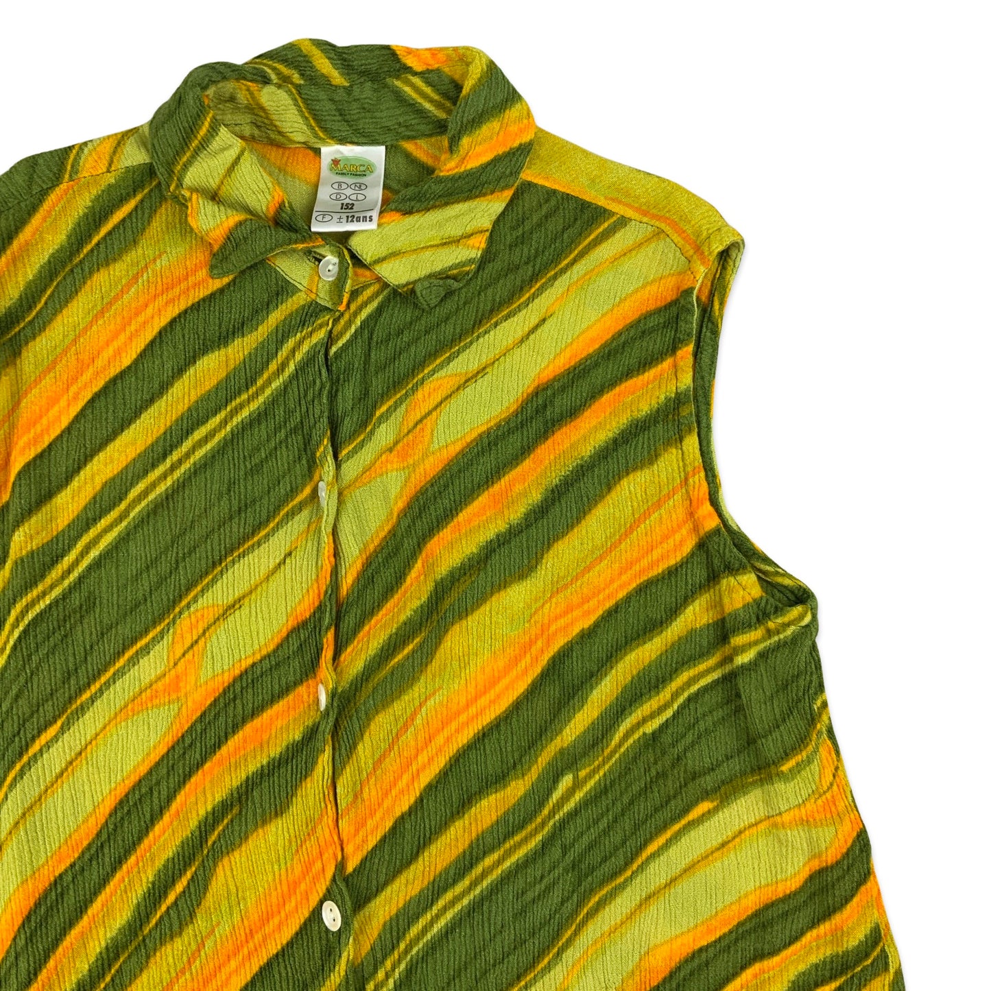 Yellow & Green Striped Sleeveless Blouse 4 6