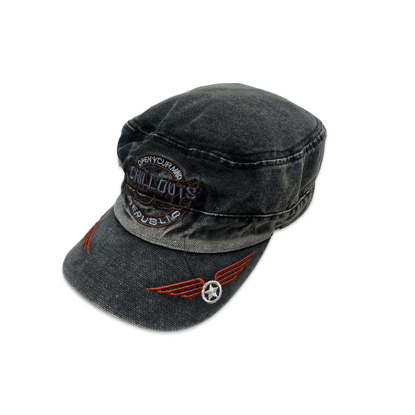 Y2K Faux Distressed Grey Kepi Cap