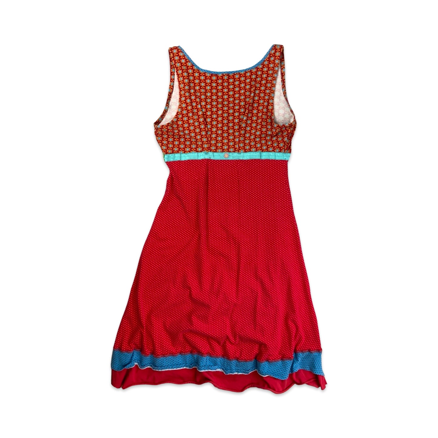 Vintage Red & Orange Floral Print Sleeveless Midi Dress 8 10