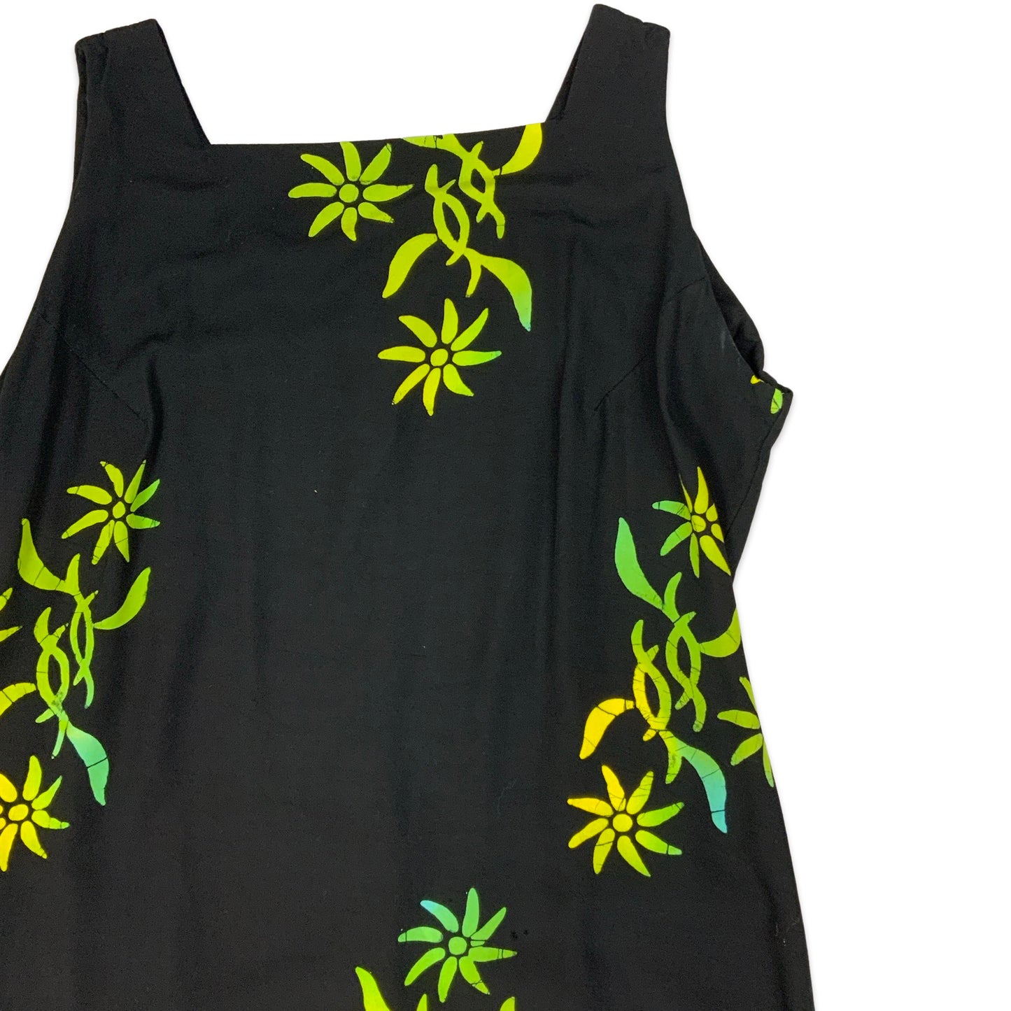 Y2K Black & Green Abstract Print Sleeveless Dress 14 16