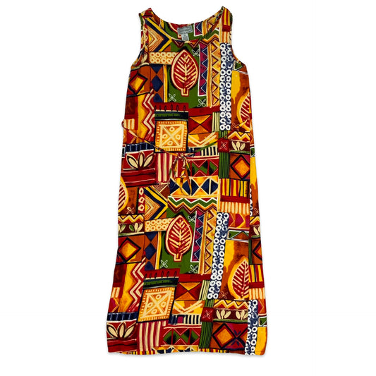Y2K Multicolour Abstract Print Sleeveless Dress 8 10
