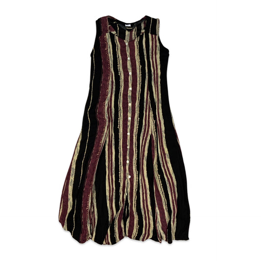Y2K Striped Sleeveless Button-up Maxi Dress