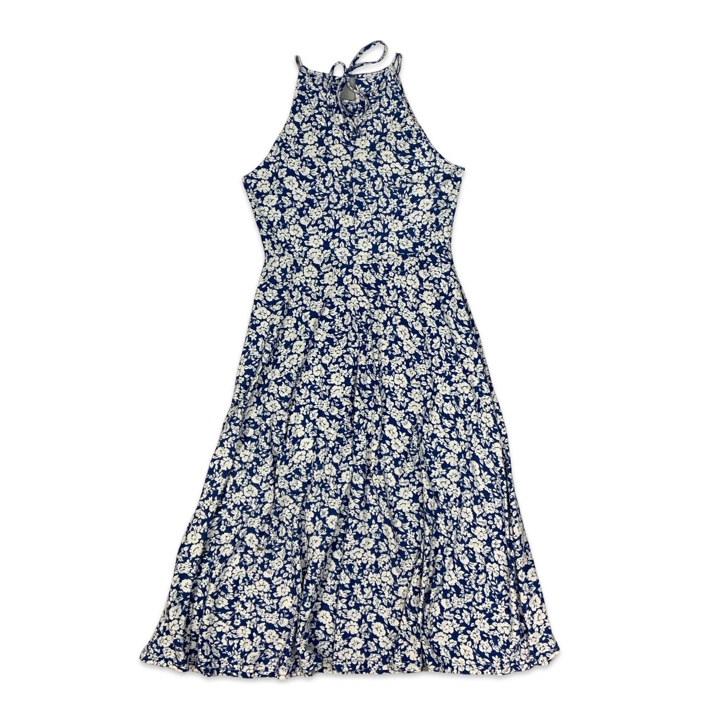 Ralph Lauren Chaps Blue & White Floral Print Sleeveless Dress 8 10