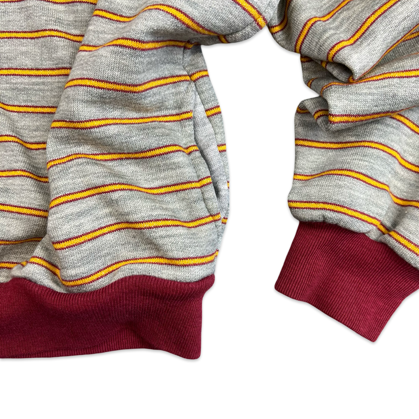 Vintage 1970's Grey Red & Yellow Striped Crew Neck Sweatshirt M