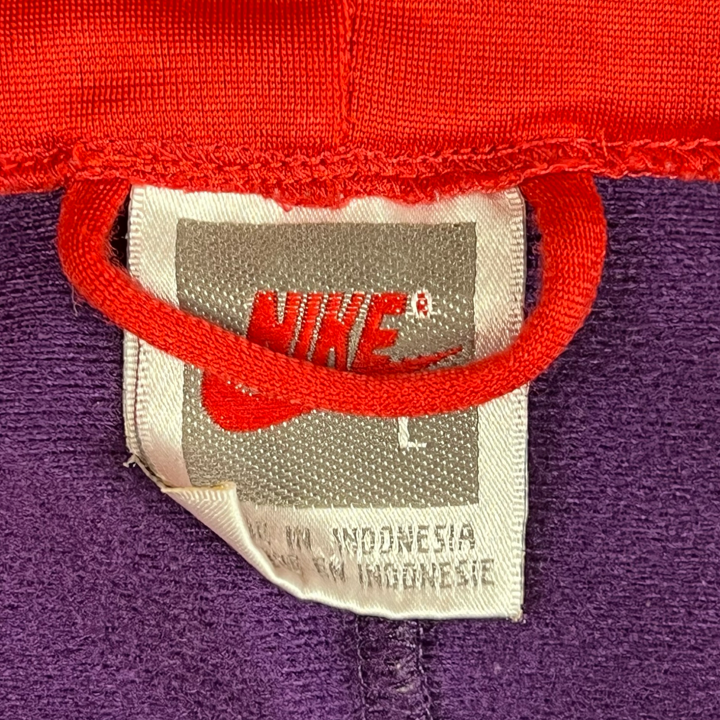 Vintage 1980's Black Purple Red Nike Track Hoodie Jacket XL