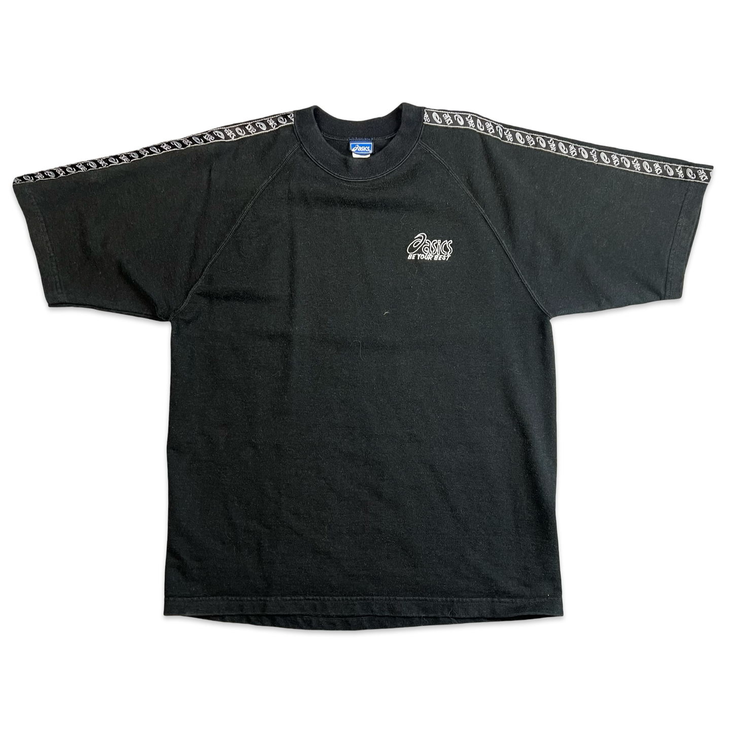 00's Asics Black Short Sleeved Sweatshirt L