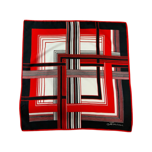 Vintage Black, Red, and White Art Deco Scarf
