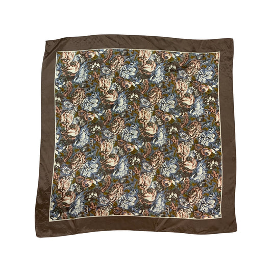 Vintage Brown Floral Silk Scarf
