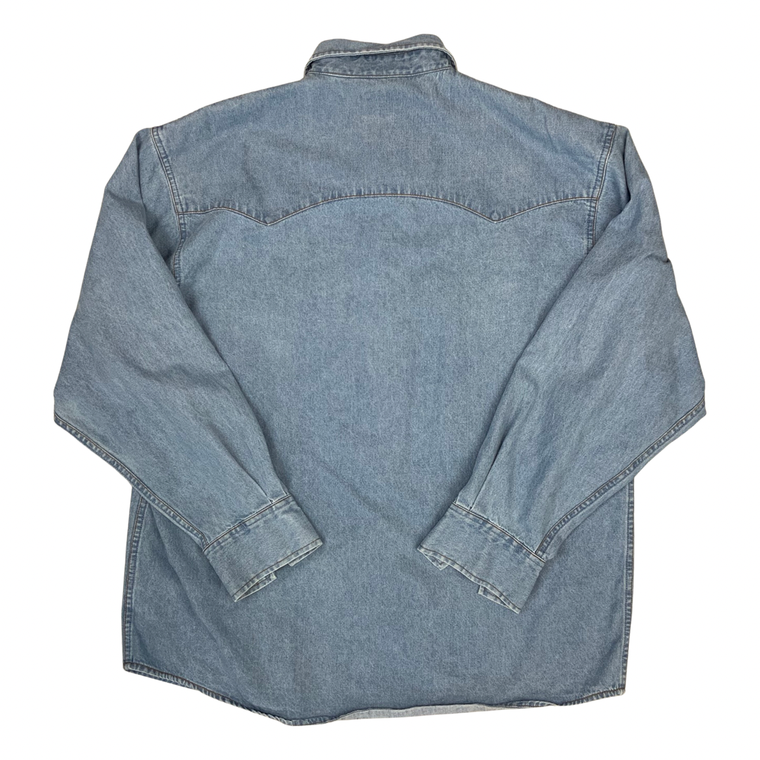 Vintage Maverick Denim Western Shirt Blue L