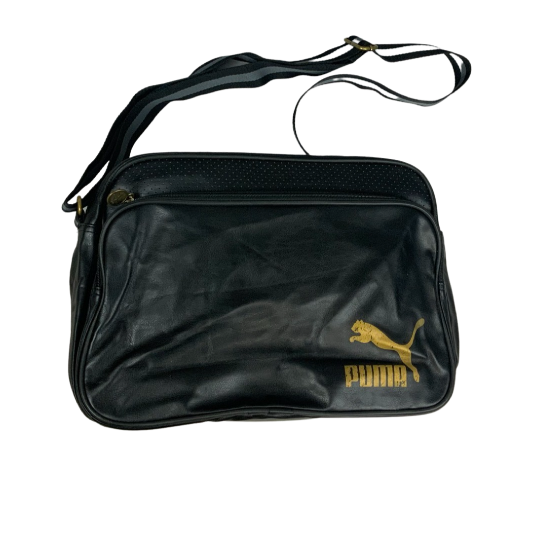 Vintage Black Gold Puma Sports Bag