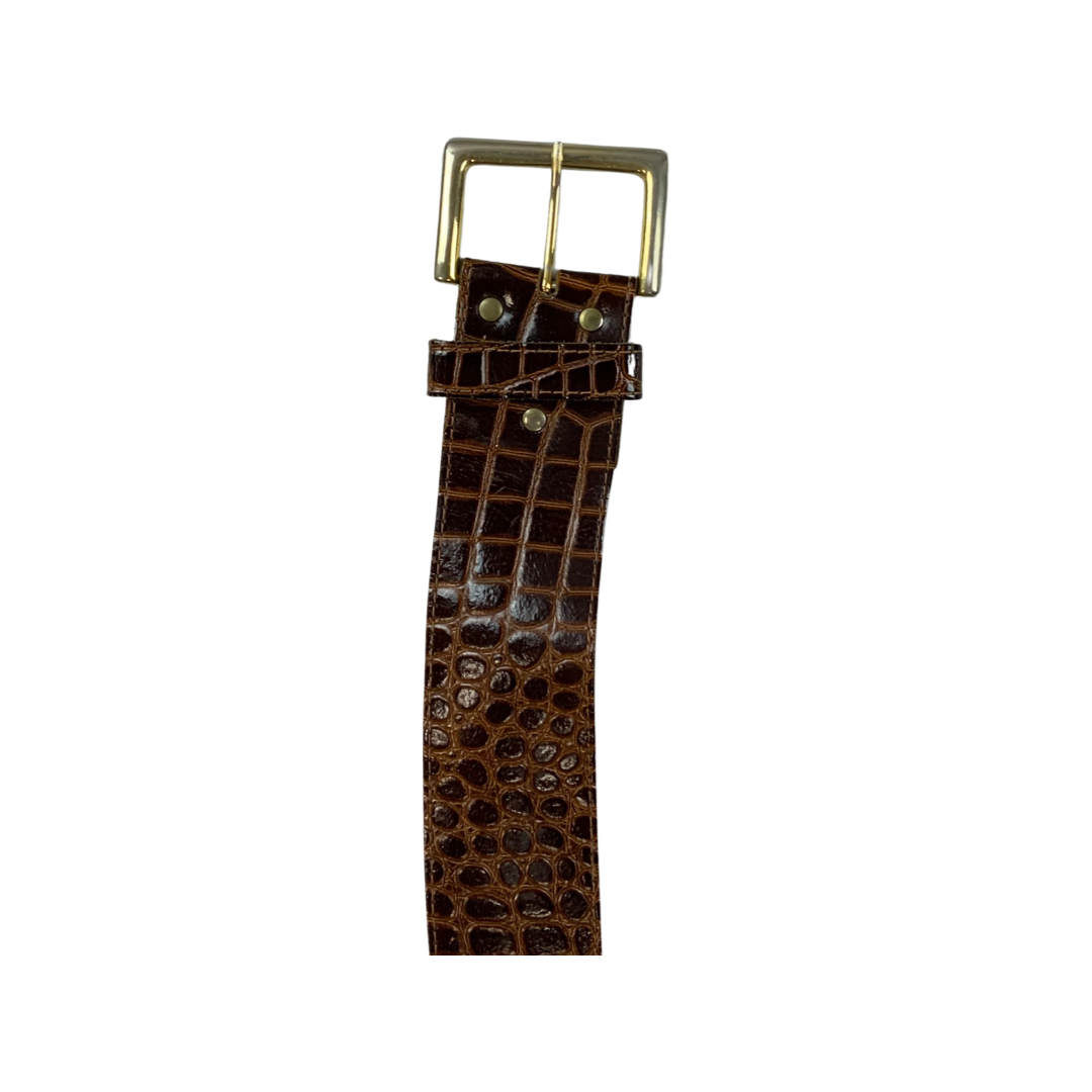 Vintage Embossed Faux Crocodile Leather Belt