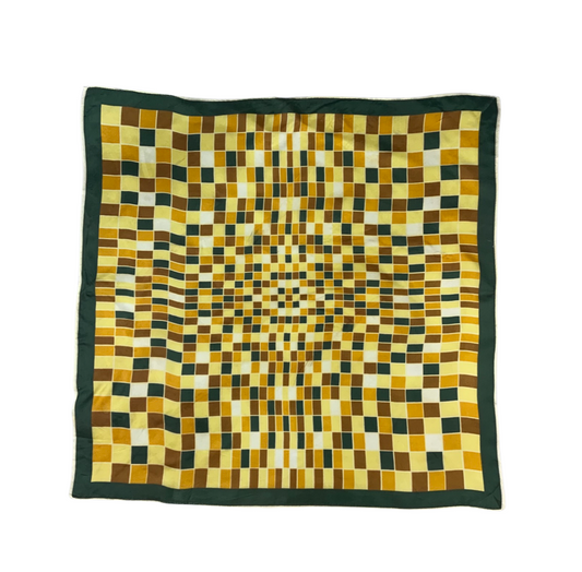 Vintage Green and Yellow Checked Scarf