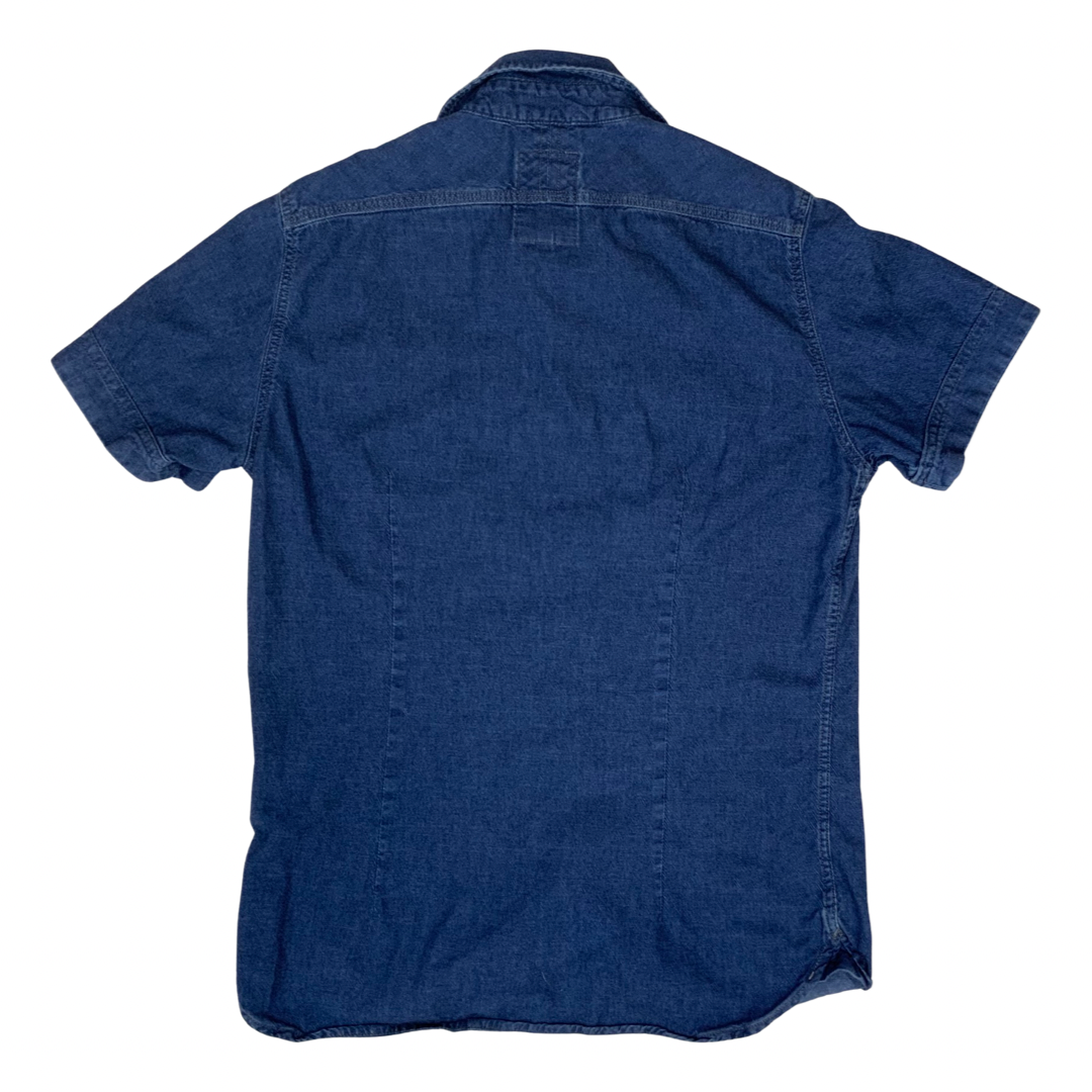 Vintage G Star Raw Short Sleeve Denim Shirt Dark Blue M