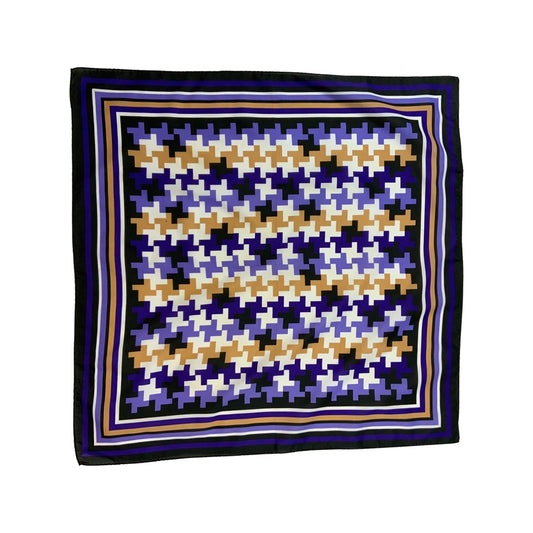 Vintage Black, Beige, and Purple Geometric Pattern Scarf