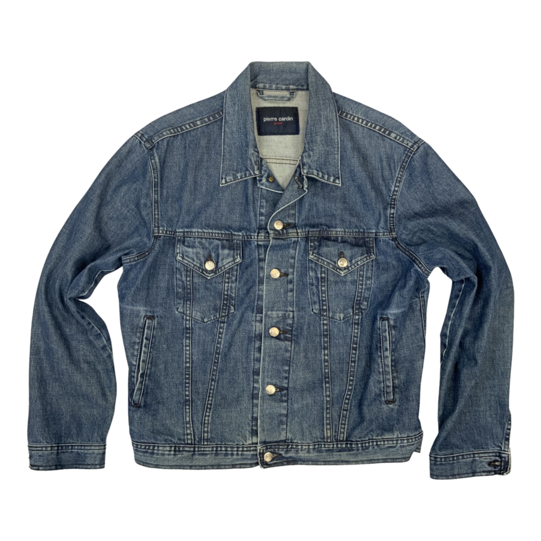 Vintage 90s Pierre Cardin Denim Jacket Mid Blue L