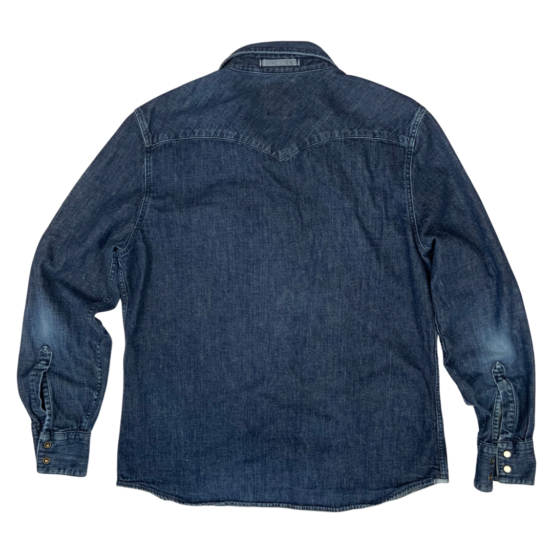 Vintage Levis Denim Western Shirt Dark Indigo Blue L