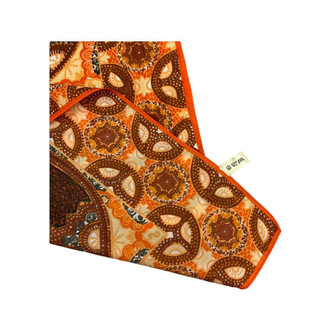 Vintage Orange and Brown Geometric Print Scarf