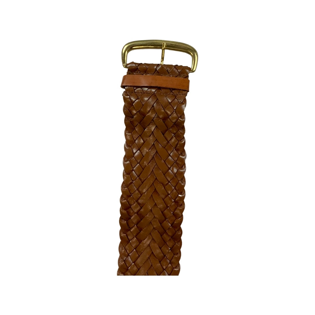 Vintage Brown Leather Oversized Braided Belt