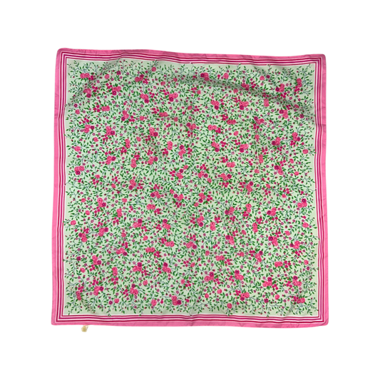 Vintage Pink and Green Floral Scarf