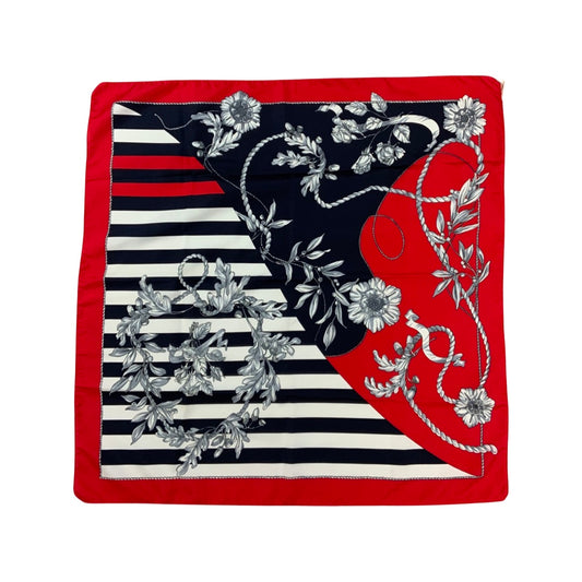 Vintage Navy, Red, and White Floral Scarf