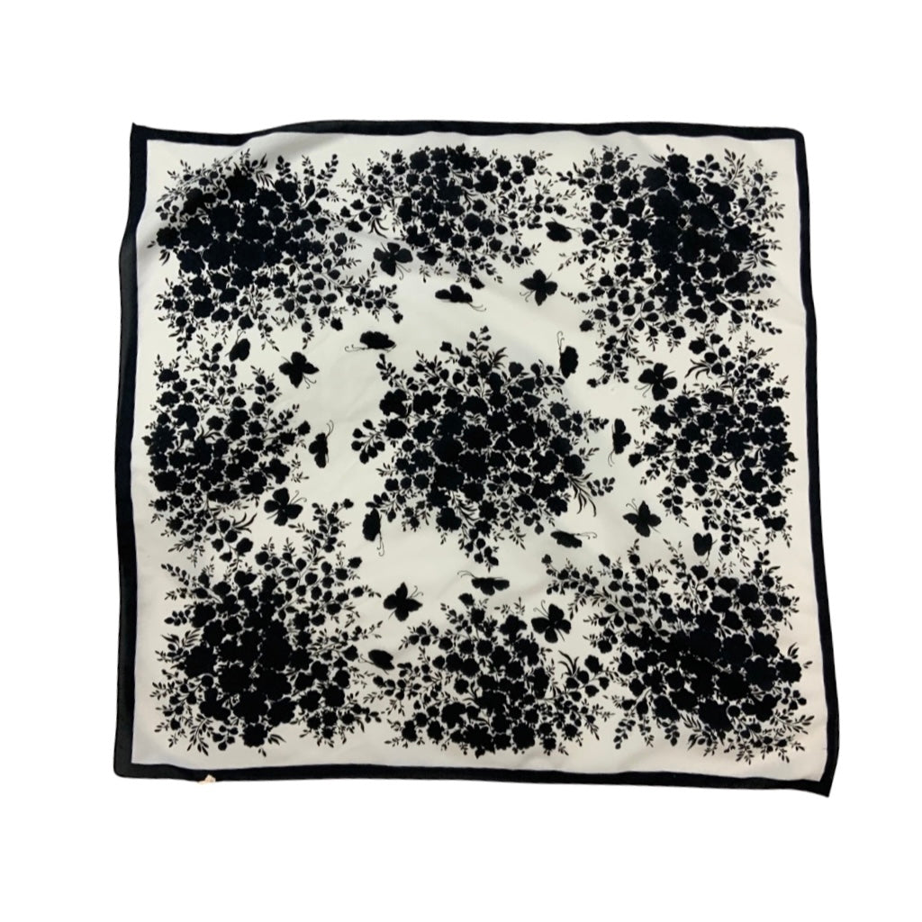 Vintage Black and White Floral Scarf
