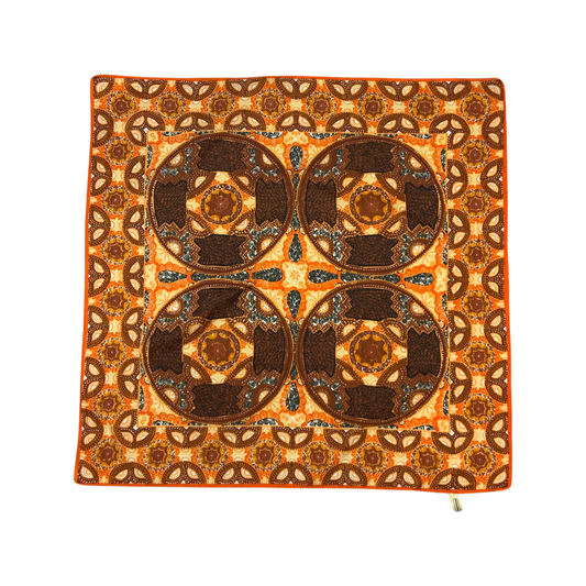 Vintage Orange and Brown Geometric Print Scarf