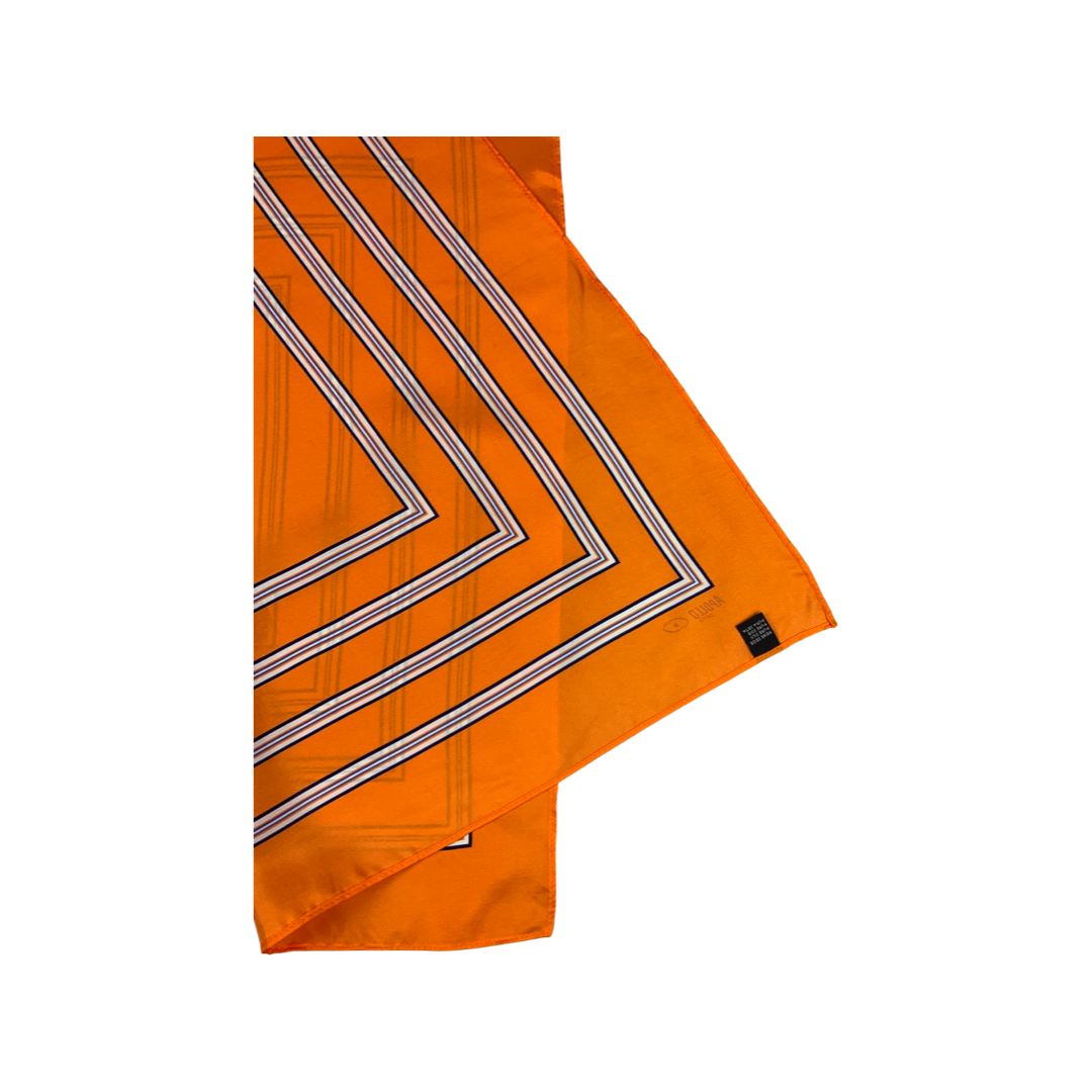Vintage Orange Geometric Print Silk Scarf