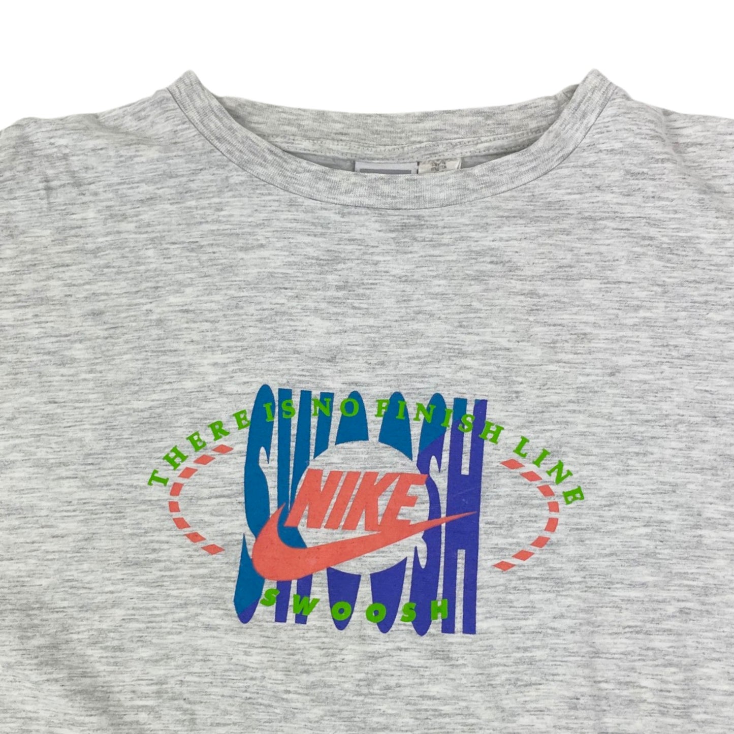 Vintage 90s Nike Grey Multicolour Swoosh Graphic Tee L XL