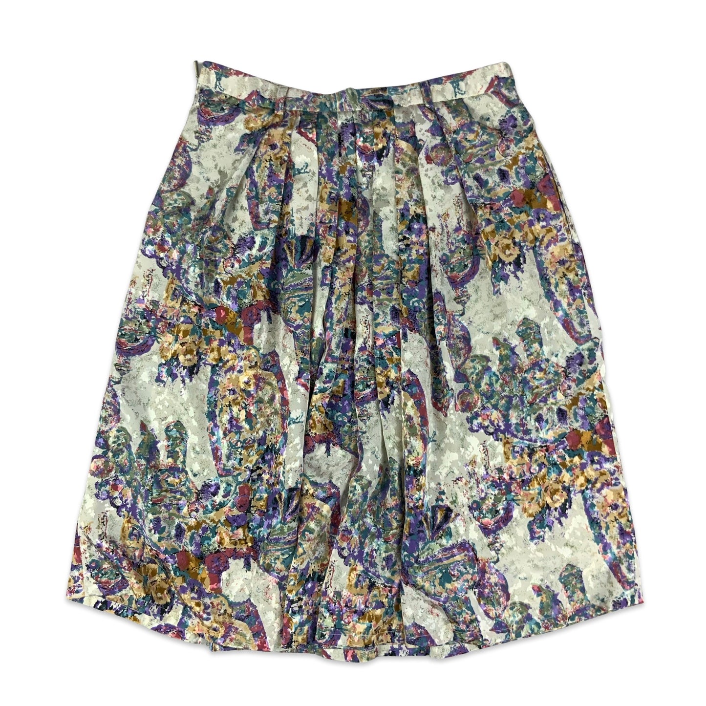 Vintage Abstract Print Multicolour Pleated Skirt 12