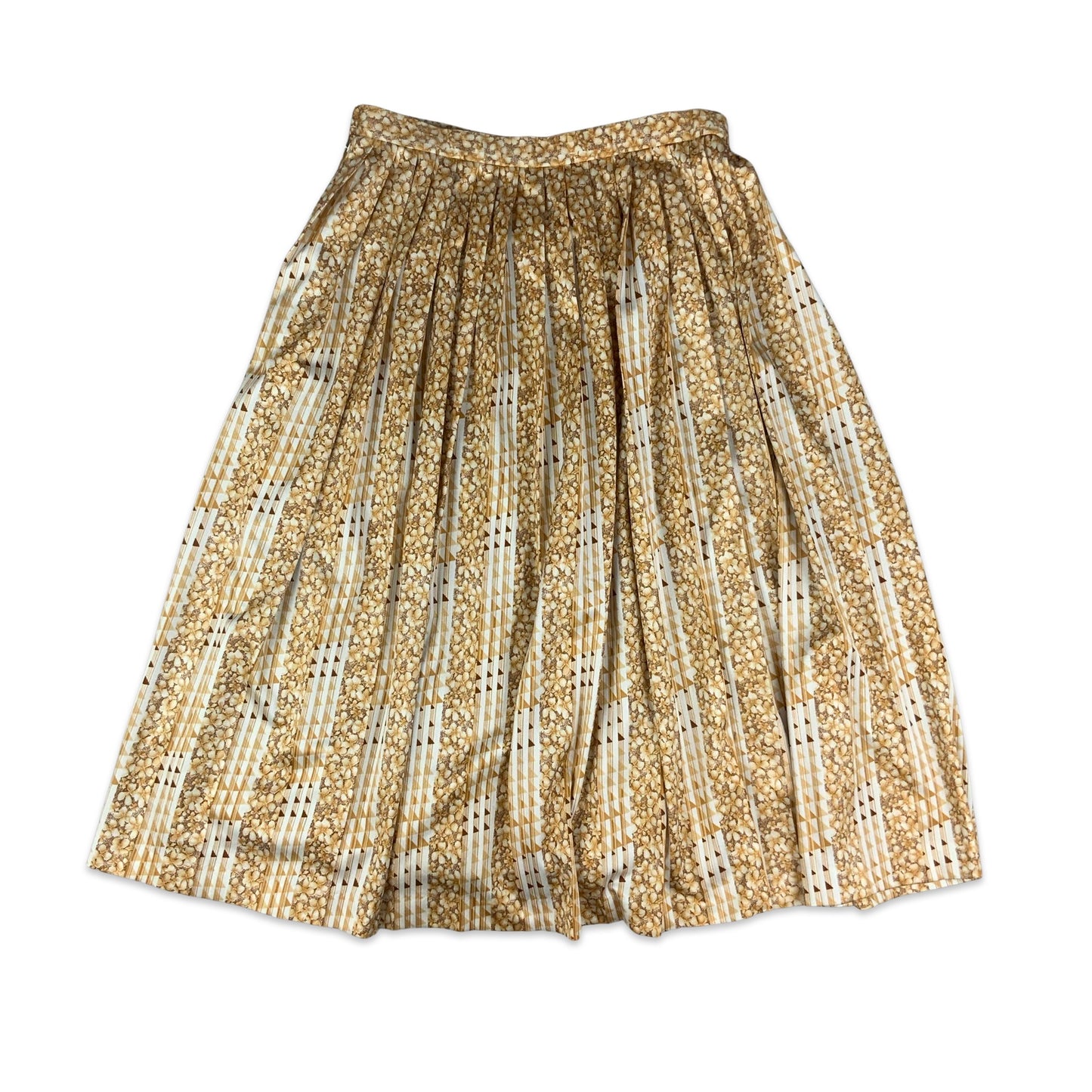 Vintage Gold & White Pleated Midi Skirt 6