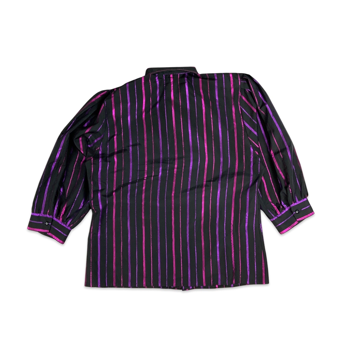 Vintage 80s Yessica Purple and Black Lurex Blouse 18